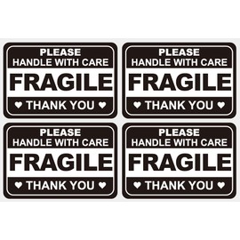 2x3'' inch 200PCS Black White Fragile Handle with Love Labels Stickers Shipping Mailing Cartons Envelops Adhesive Labels