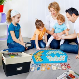 HLWGOG Board Game Storage, Board Game Organizer with 12pcs Zipper Bags and Writable Stickers, Board Game Organizers Storage with Lid for Office Supplies, Puzzles, Video Game, Craft Product