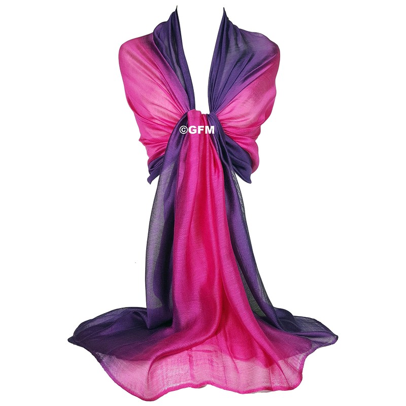 GFM Two Tone Silk Scarf Shawl for Evening Wedding Bridesmaids