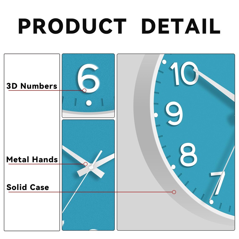 Roymnie Wall Clock, 10 Inch Silent Wall Clocks Battery Operated-Modern
