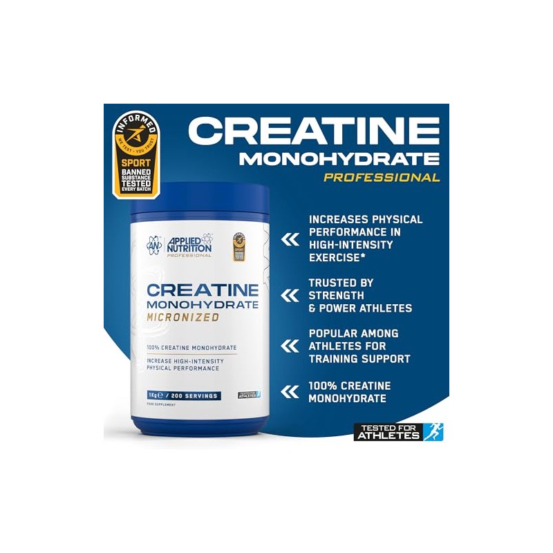 Applied Nutrition Creatine Monohydrate Powder for Strengh, Muscle, Power &