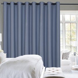 Hiasan Room Divider Blackout Curtains,Extra Wide 100 x 84 Inches Energy Smart&Noise Reducing Grommet Thermal Insulated Curtain for Patio Door,Any Room Partition,1 Panel Sewn with Tiebacks,Blue Haze