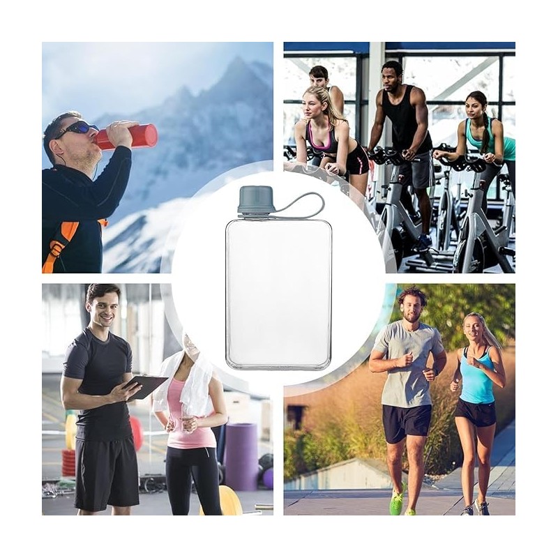 SZHENGSHAN 1Pc Slim Square Travel Water Bottle, Flat Drink Cup,