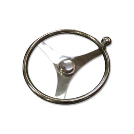 Pactrade Marine Boat 3 Spoke SS Sports Steering Wheel Turning Knob Finger Grips, 13-1/2" L