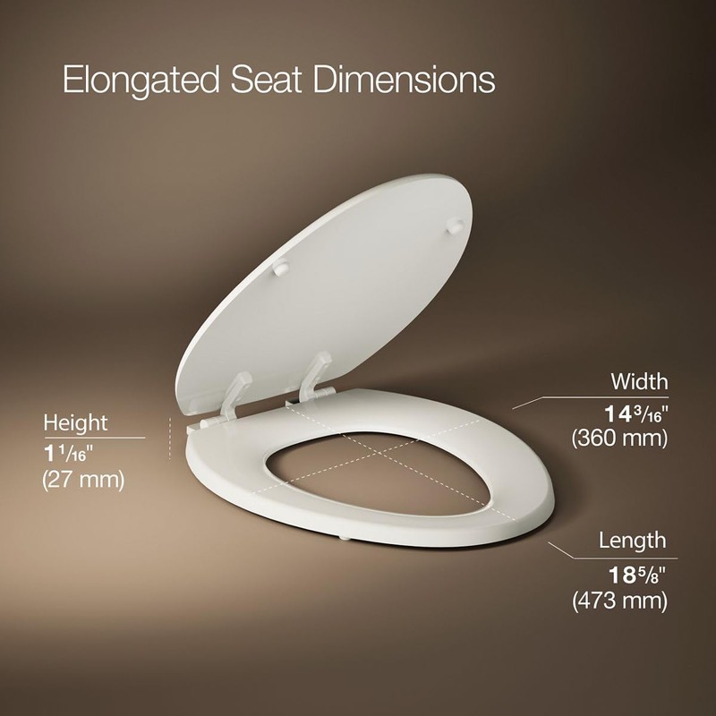KOHLER 4647-96 Stonewood Toilet Seat Elongated,Wood Toilet Seat, Elongated Toilet