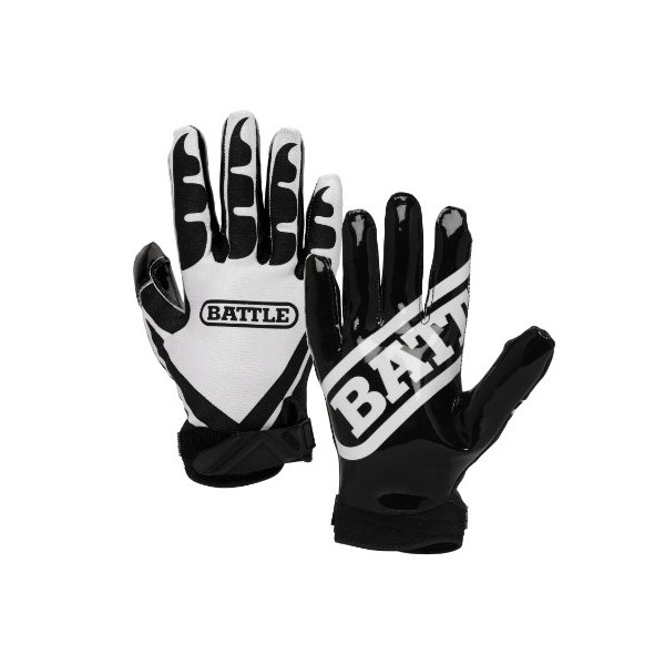 Battle Ultra-Stick Receiver Gloves, Youth Medium - Black/White