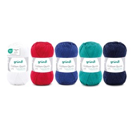 Gründl Wool Cotton Quick Plain Yarn for Knitting and Crocheting Made of 100% Cotton, 5 Balls 50 g/125 m, Crochet Yarn, Knitting Set, Cotton Yarn, Maritime Mix