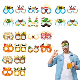 24 Stück Oktoberfest Deko,Oktoberfest Fotobox,Oktoberfest Accessoires Partybrille,Bier Sonnenbrille,Bayrische Dekoration,Partybrille Foto Requisiten,Lustige Brillen Bierfest Fotobox Kinder Erwachsene
