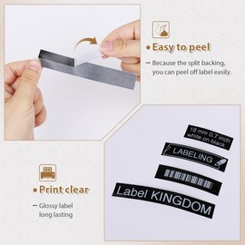 Buyalot-18mm Black Label Tape Replace for TZe-345 Brother P Touch Tz Label Maker Tape 3/4 (0.7) Inch Laminated TZe345 White on Black for Brother PTD410 PT-D400 PT-D610BT PTD600, 8m, 4 Pack