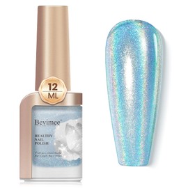 Bevimee Holographic Nail Polish 12ML Air Fast Dry Iridescent Shimmer Glitter Nail Polish Chameleon Rainbow Effect Holo Laser Blue Nail Polish Nail Art-No Require Cured 1PC