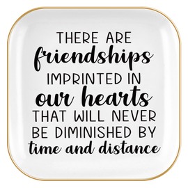 Homlouue Friendship Gifts for Women, Best Friend Christmas Gift, Friend Gifts, Long Distance Relationship Gifts, Friend Ring Dish, Ceramic Jewelry Tray, There Are Friendships Imprinted in Our Hearts
