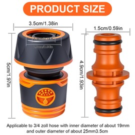 Set of 4 Hose Connectors 3/4 Inch Hose Connector Set 19 mm, Garden Hose Connector with 2 Pieces Coupling, Hose Coupling 3/4 Inch for Hose Extension