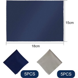 10 Pack Premium Microfiber Lens Cloths - 15x18cm Ultra-Soft Cleaning Pads | Lint-Free for Glasses, Screens & Cameras (5 Light Grey + 5 Dark Blue)