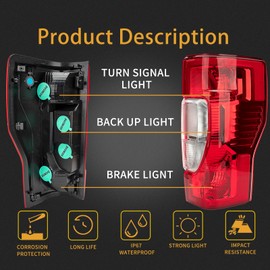 Right Passenger Side Rear Tail Light Assembly Compatible With 2020-2022 Ford F250/F350/F450 Super Duty Rear Taillight Tail Lamp Halogen Brake Lamp(w/o Blind Spot) (non- LED)