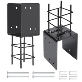 TPSHKE 6"x 6" U-Shape Concrete Post Anchor, Heavy Duty 5mm 6 Gauge Post Holder for Terrace Psot Base, Wood Gazebo, Fences, Deck Railings Wood, 1 Pack£¨Inner Dia 5.5"x5.5"