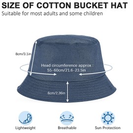 Brikoli 6 Pack Unisex Bucket Hats,Summer Beach Sun Hats Packable Washed Cotton Fisherman Hats Flat Top Cap for Women Men Outdoor Hiking Travel