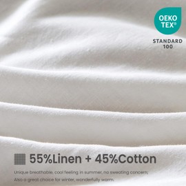 FALUCA French Linen Duvet Cover Set 3-Piece Queen (88"x92") - Soft & Comfortable Linen-Cotton Blend, Breathable Farmhouse Bedding for All Seasons& Luxury Home Decor, White