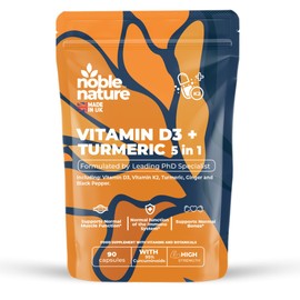 Vitamin D3 4000IU + K2 MK7 100µg with Turmeric, Ginger & Black Pepper – High Strength 5-in-1 Formula – 90 Capsules (45 Day Supply) – UK Made Supplement with 95% Curcuminoids (90)