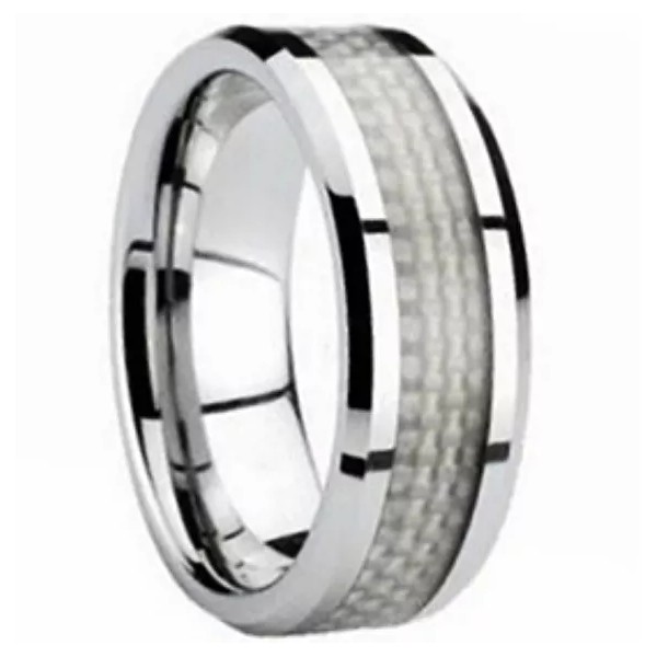Our Own TUNGSTEN CARBIDE Ring with White Carbon Fiber Band,