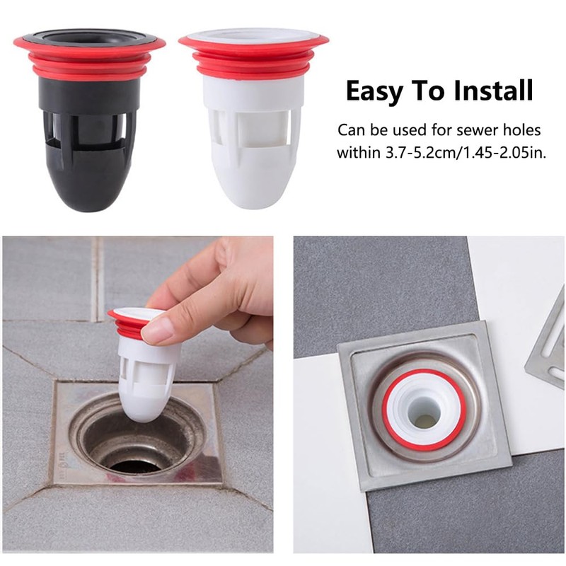 Shower Floor Drain Backflow Preventer, 2Pcs One-Way Drain Valve Sewer