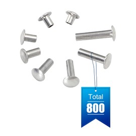 800Pcs 1/8" Diameter Tubular Rivets for Semi | Tonka Toy Truck Restoration Assortment Toy Part Assorted Sizes Applied for Car Window Vents Pinball Machines Restoration Aluminum (Bulk-8 Various Sizes)