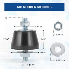 WeCooper Rubber Studs Shock Absorber M8 40x26mm 4 Pack Anti Vibration Rubber Isolator Mounts Vibration Isolation Mount for Mini Split Heat Pumps, Air Compressors, Garage Motor, Diesel Engines