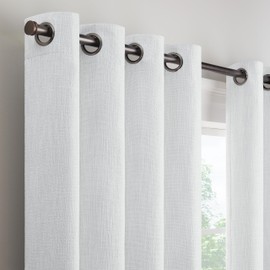 Eclipse Décor Quinn Textured Solid 100% Blackout Curtain, Absolute Zero Curtain for Privacy, Perfect as Living Room Curtains or Bedroom Curtains, 84 in Long x 50 in Wide, White