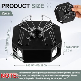 Qualirey 2 Pack Reusable Mouse Trap 4 in 1 Multi Catch Mice Traps for House and Outdoors, Hole Size 1.06 Inch Only Catch Small Mice, Child and Pet Safe, Black