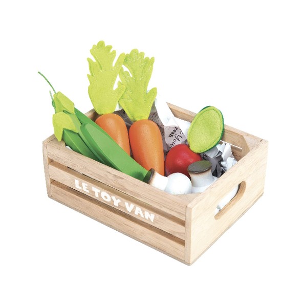 Le Toy Van Honeybake Collection Vegetables '5 A Day' Crate Set Premium Wooden Toys for Kids Ages 3 Years & Up
