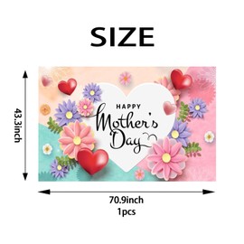 Happy Mother's Day Backdrop Banner,Pink Flower Large Fabric Background Banner for Mothers Day Party Decorations, Pink Design, 180 * 110cm
