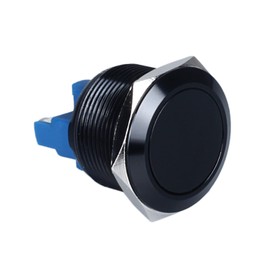 DMWD 1pc 22mm Latching Metal Push Button Switch Waterproof IP66 Anti-Vandal IK09 for 7/8" Mounting Hole Screw Terminals 12V 24V 36V DC 110V 250V AC 5A 1NO Aluminium Alloy Black