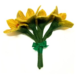 Humble Hilo Handmade Felt Flowers for Decoration Felt Flower Bouquets Fall & Holiday Valentines Flowers (Five Petal Flower, Yellow)