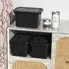Rocketmyth 6 Quart Latching Bin with Handle, Black Plastic Storage
