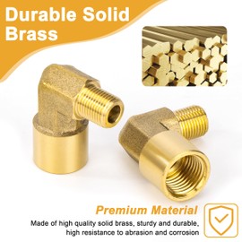 Brass 90 Degree Angle Connector, Pack of 2 1/8 Inch Male x 1/4 Inch Female Thread Brass Elbow Connector, Pipe Angle Elbow Adapter for Water, Air, Sanitary