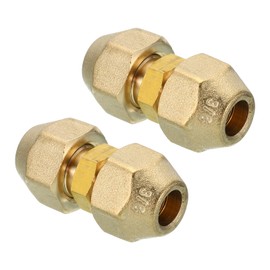 PATIKIL Pipe Extension Joint Connector, 2pcs Free Welding AC Copper Pipe Coupling Adapter with Flare Nuts for Copper Pipe Diameter 3/8"(9.52mm) Refrigeration HVAC