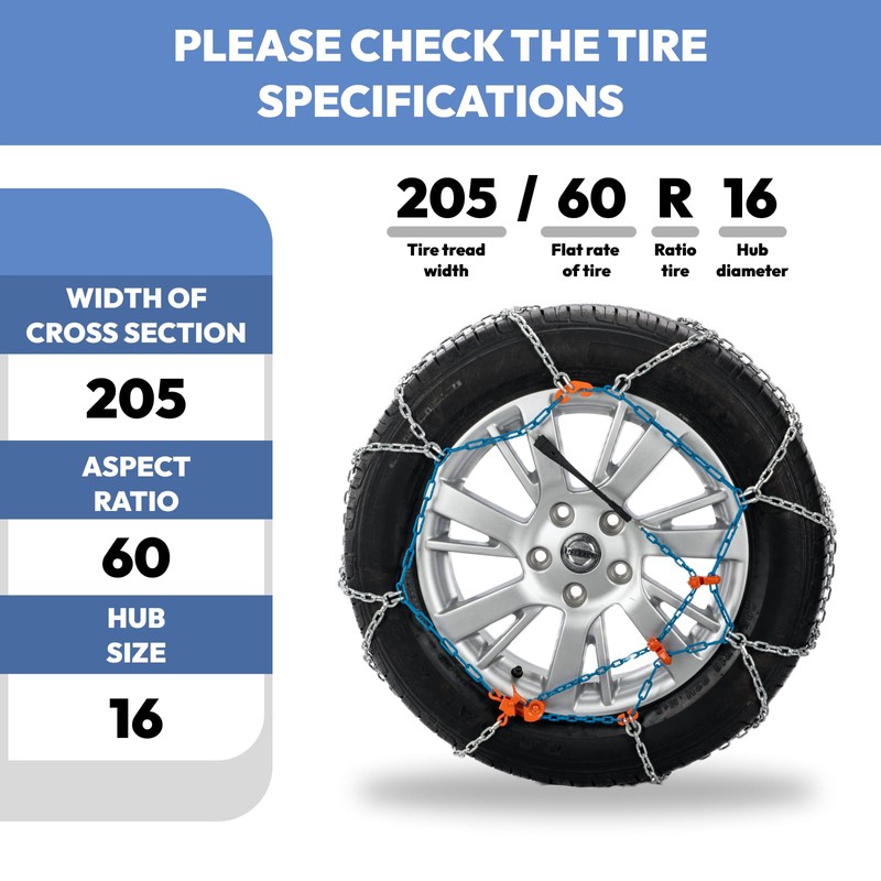 SNOCATENA Snow Chains for Car,SUV and Pickup,Universal Emergency Tire chains,Set