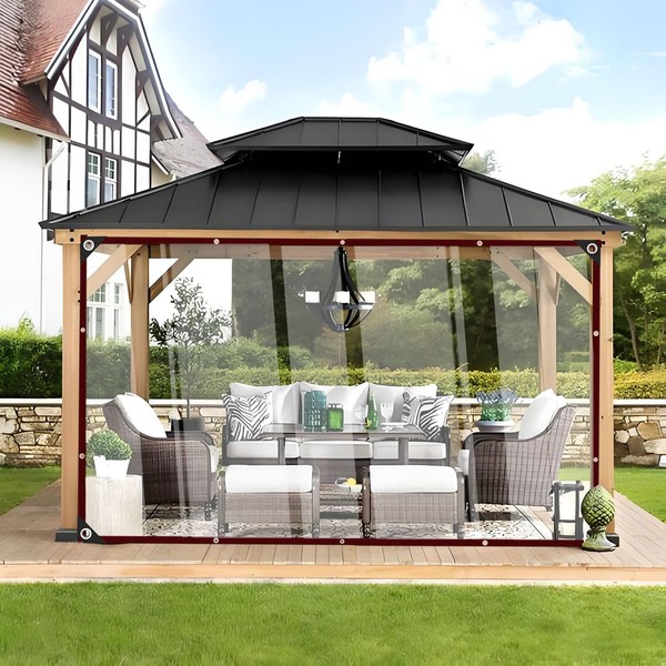 Clear Tarps with Grommets, 4.9x10 FT -Plastic Tarpaulin,Thicken Waterproof Transparent