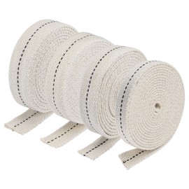 MECCANIXITY Oil Lamp Wick Kit 1/2 Inch 5/8 Inch 3/4 Inch 7/8 Inch Flat Wide 6.5 Foot Cotton Lanterns Wick with Black Stitch for Kerosene Burner Lighting, 4in1 Set