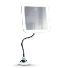 Fancii 10x Flexible Magnifying Mirror with 3 LED Light Settings, Rechargeable - Gooseneck Lighted Makeup Mirror for Bathroom, Locking Suction Mount, Cordless, 360° Rotatable (Mira 2 Plus)