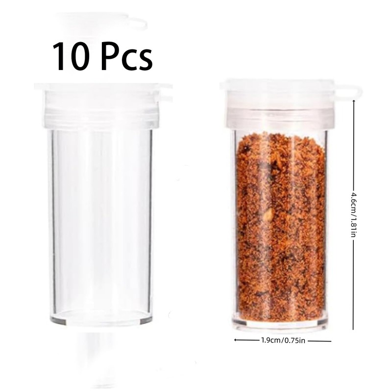 10 Plastic Mini Spice Bottles, Pepper Spice Bottles, Spices, Travel