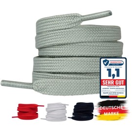 LaceHype 2 Pairs of Premium Shoelaces, Flat, Tear-Resistant, 10 mm Wide Replacement Polyester Shoelaces for Trainers, Sports Shoes (Grey, 130)