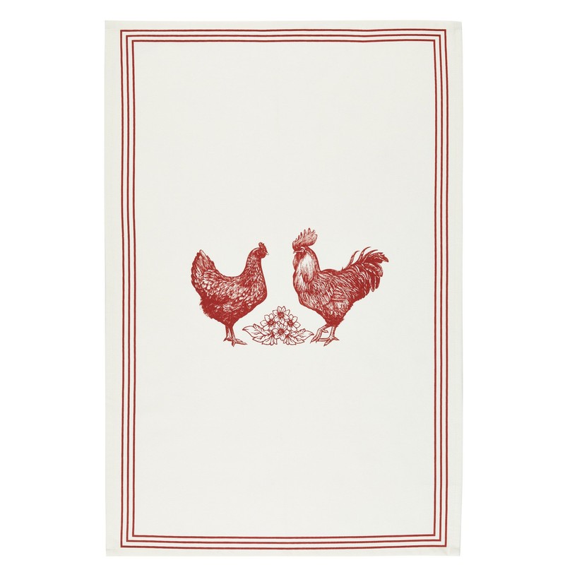 KitchenCraft KCFHENTTPK2 'French Hen' 100% Cotton Printed Chicken Tea Towels,