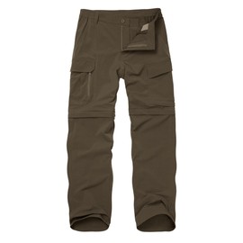 Yevtzl Men's Convertible Hiking Pants Quick Dry Cargo Pants for Men Safari Water Resistant Zip Pockets Fishing Pant (US, Numeric, 32, Regular, Regular, Brown)