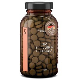 Organic Spirulina Chlorella Tablets - 3000 mg Each Spirulina & Chlorella Powder per Daily Dose - 360 Pellets - Organic Certified, Natural, No Additives & Vegan