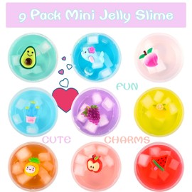 tuupowana Jelly Cube Clear Slime Kit 9 Pack for Kids Crunchy Slime Stress Relief Toy Pa...