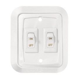 RV Designer S657, Wall Plate Switch, Double, White, 3.53" x 2.39", On/Off - SPST