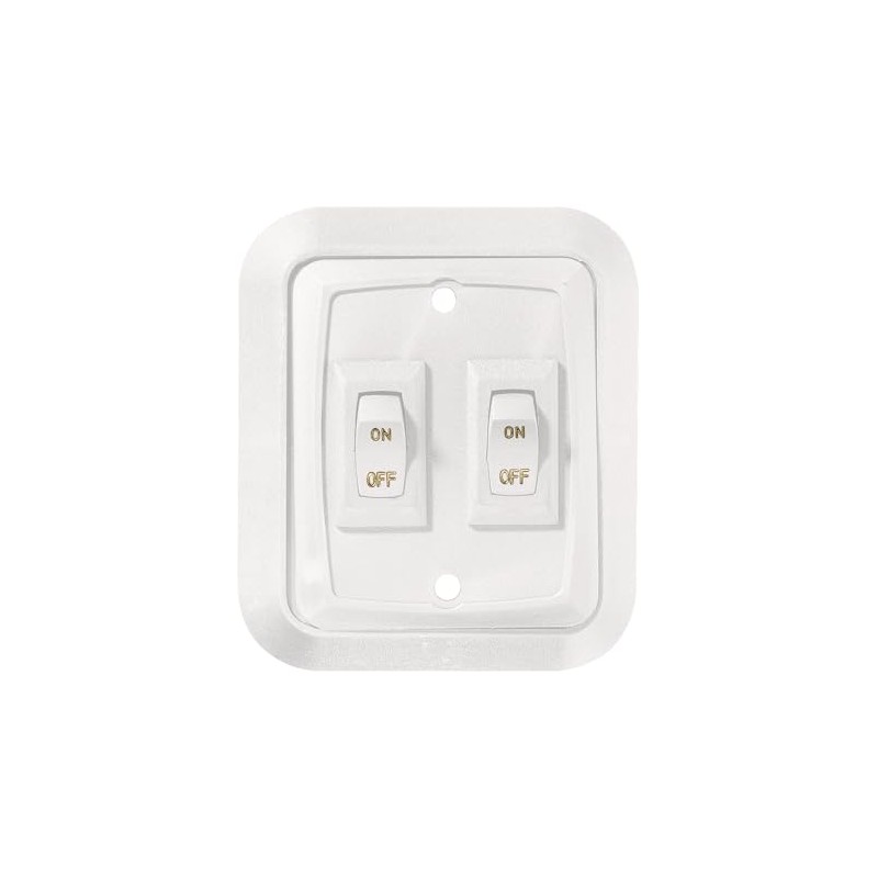RV Designer S657, Wall Plate Switch, Double, White, 3.53" x