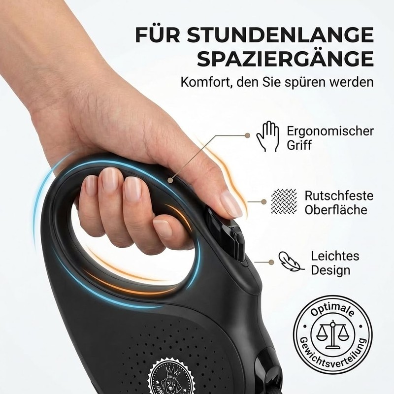 HUND IST KÖNIG Retractable Dog Lead 8 m for Small