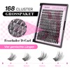 CALAILIS Individual Eyelashes, 168 Pieces, DIY Cluster Eyelashes, D Curl,