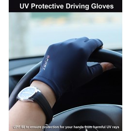 SUJAYU Fishing Gloves Men & Women, Fingerless UV Protaction Gloves Driving Gloves Sailing Gloves Kayak Gloves Paddling Gloves Rowing Gloves, UV Gloves Sun Gloves Sun Protection Gloves (Black, Medium)